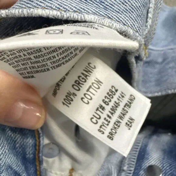 Agolde Broken Waistband Jean Womens 25 Blue Wide Leg High Rise Light Wash - Picture 4 of 11